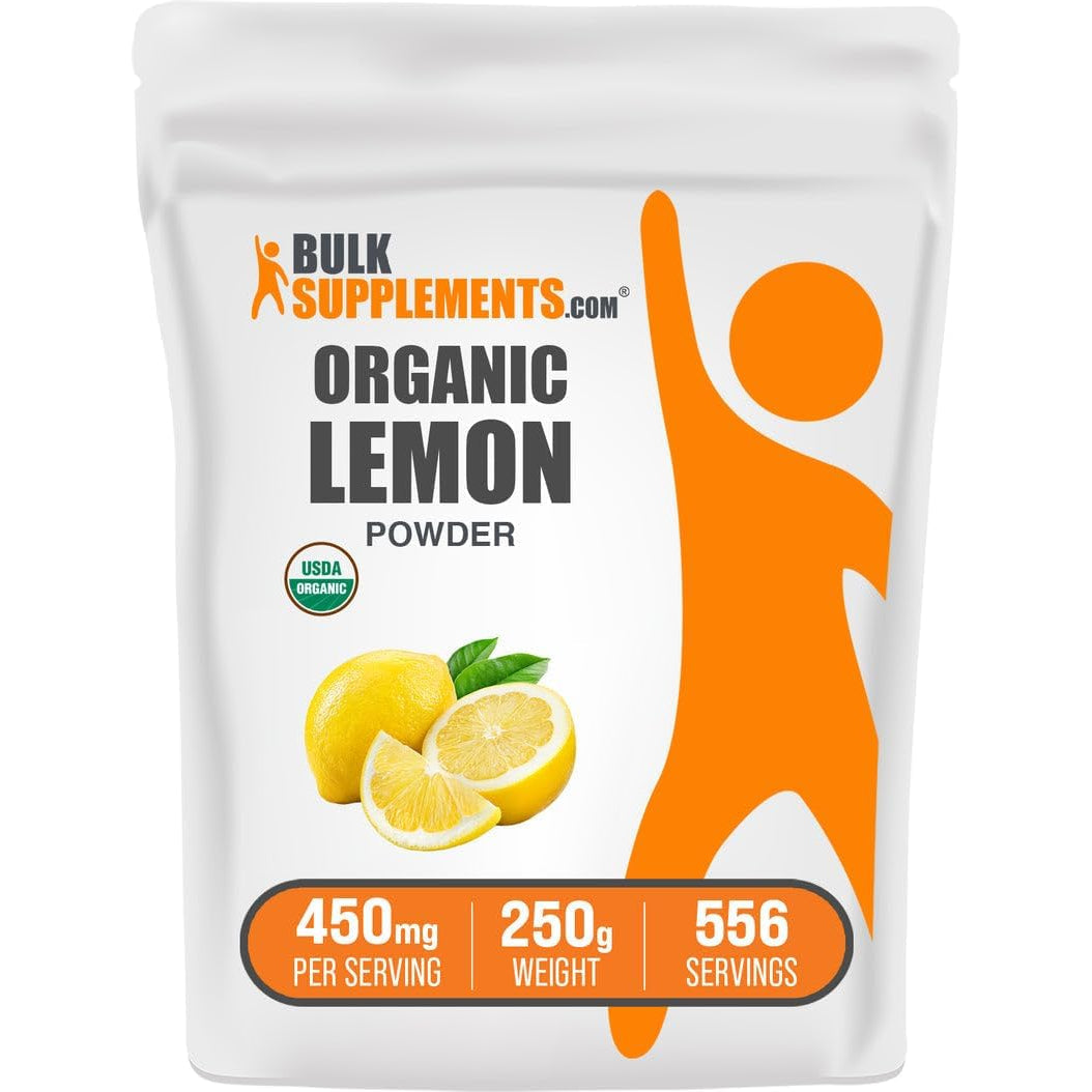 Bulksupplements.Com Organic Lemon Powder - Natural Vitamin C Source, Fruit Powder, Lemon Flavoring - Gluten Free, 450Mg per Serving, 250G (8.8 Oz) (Pack of 1)