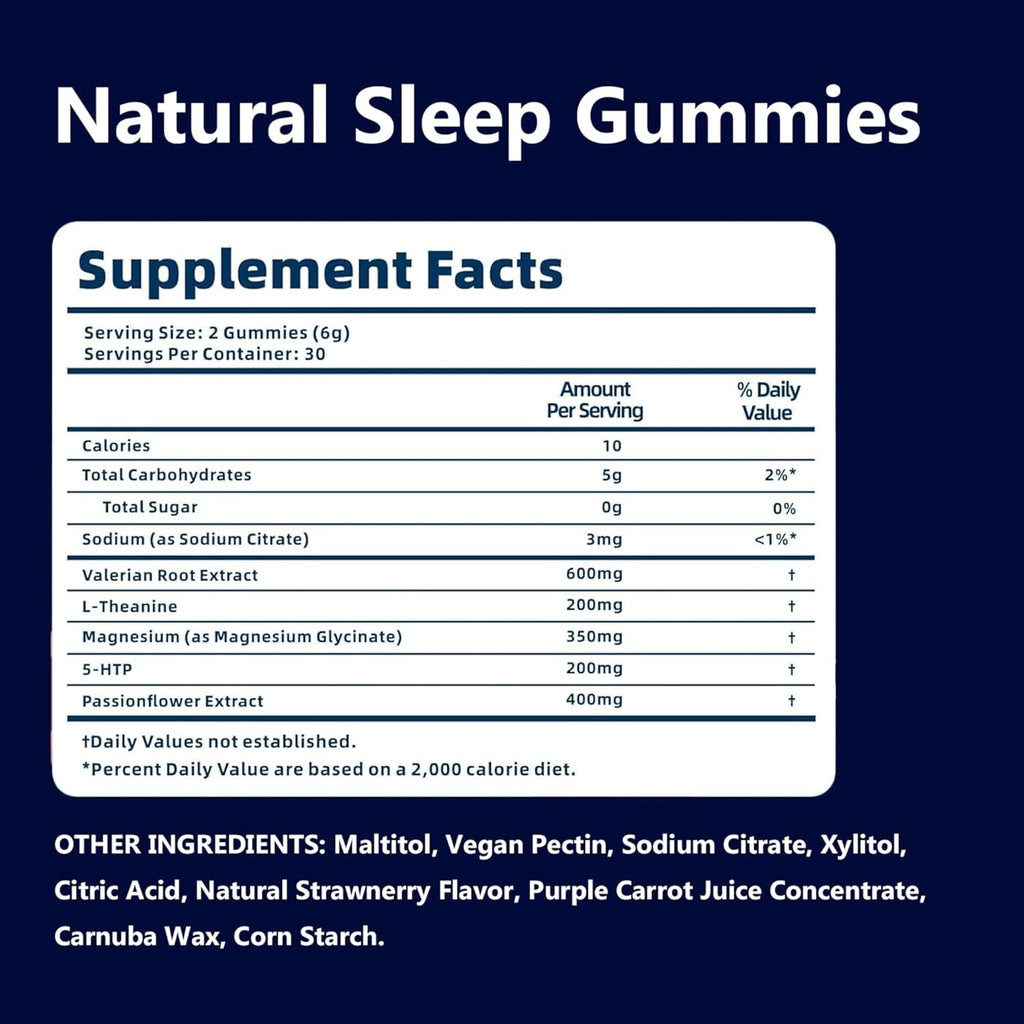 ZAYMAN Melatonin Free Sleep Gummies, Natural Sleep Aid Gummies with L-Theanine, Magnesium Glycinate, Valerian Root, Passionflower - Sugar Free, Strawberry Flavor, Vegan, 60 Count