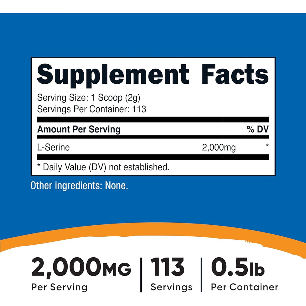 Nutricost L-Serine Powder, 113 Servings (.5LB) - 2,000 MG per Serving - Non-Gmo, Gluten Free
