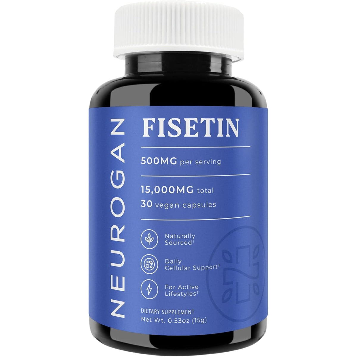 Neurogan Fisetin Supplement 500MG - 30 Count 98% Pure | Healthy-Aging & Brain Health Fisetin Capsules | Brain Supplements for Memory and Focus, Senolytic Support | Natural Polyphenols, Non-Gmo