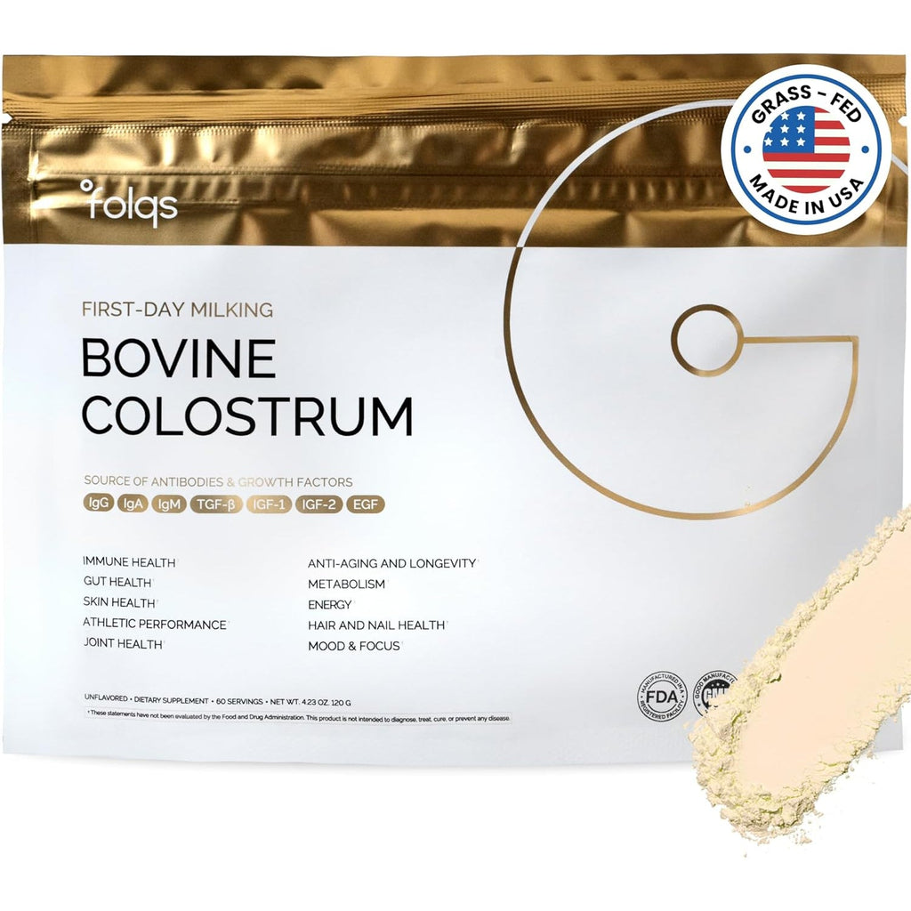 Bovine Colostrum Powder – First-Day Milking for Immune & Gut Support – 60 Servings – Supports Skin & Tissue Health – Made in USA - Amino Acids, Vitamins, Minerals – Kosher - Sustainably Sourced