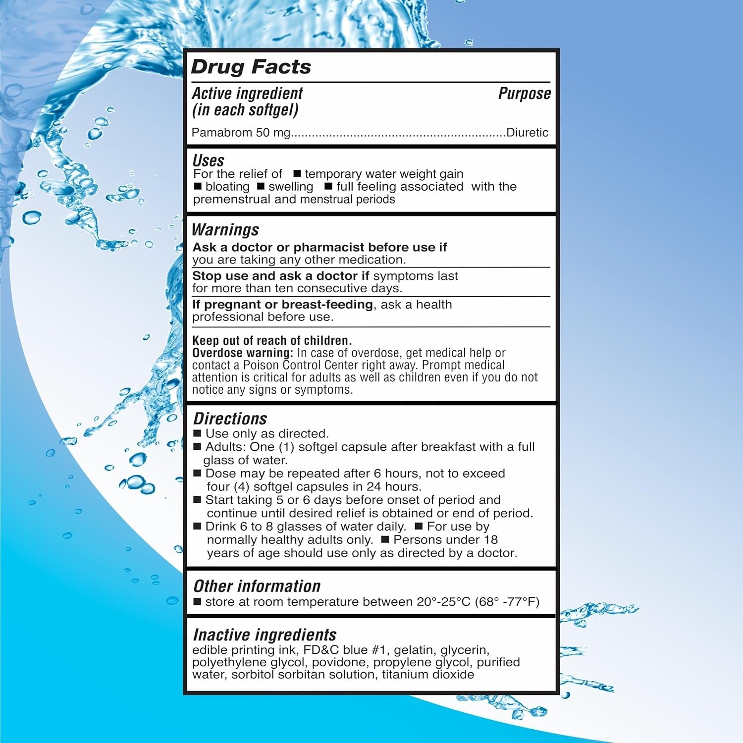 RIGHT REMEDIES Maximum Strength Caffeine-Free Diuretic Softgels, (120 Softgels), Pamabrom 50Mg, Helps Relieve Heaviness Due to Water Weight Gain