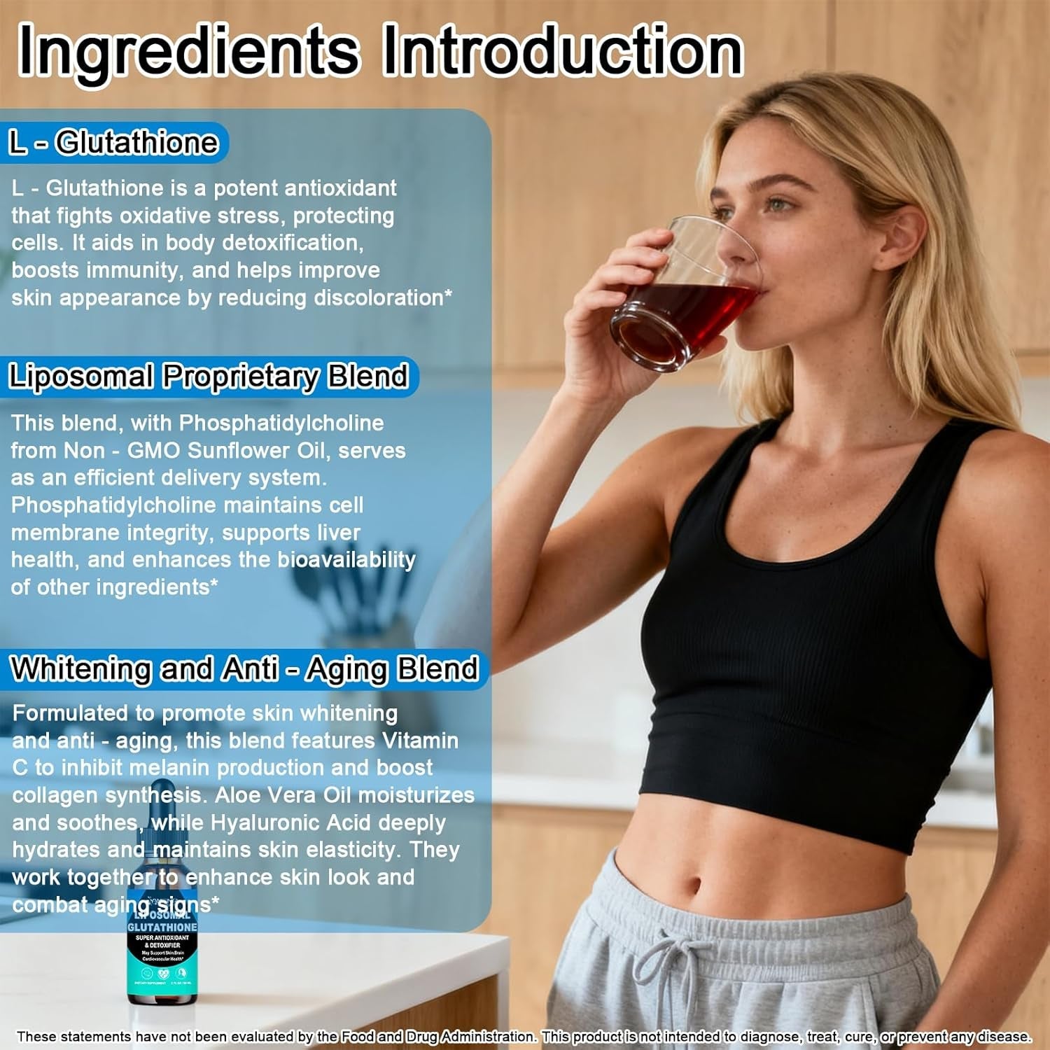 Liposomal Glutathione, Extra Strength Glutathione Supplement Liquid W. Aloevera Oil, Vitamin C & Hyaluronic Acid for Detox, Skin Whitening & Antioxidant Support, Max Absorption than Glutathione Powder