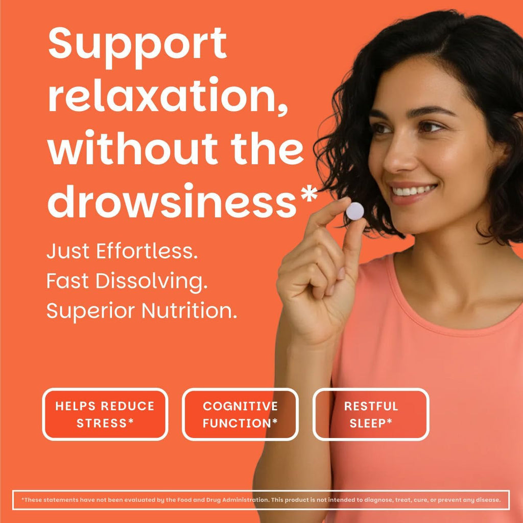 EZ Melts L-Theanine 200 Mg - Stress & Relaxation Support Supplement - No Artificial Flavors - No Drowsiness - Non-Gmo & Vegan - Sweet Cherry - 60 Dissolvable Tablets (30 Servings)