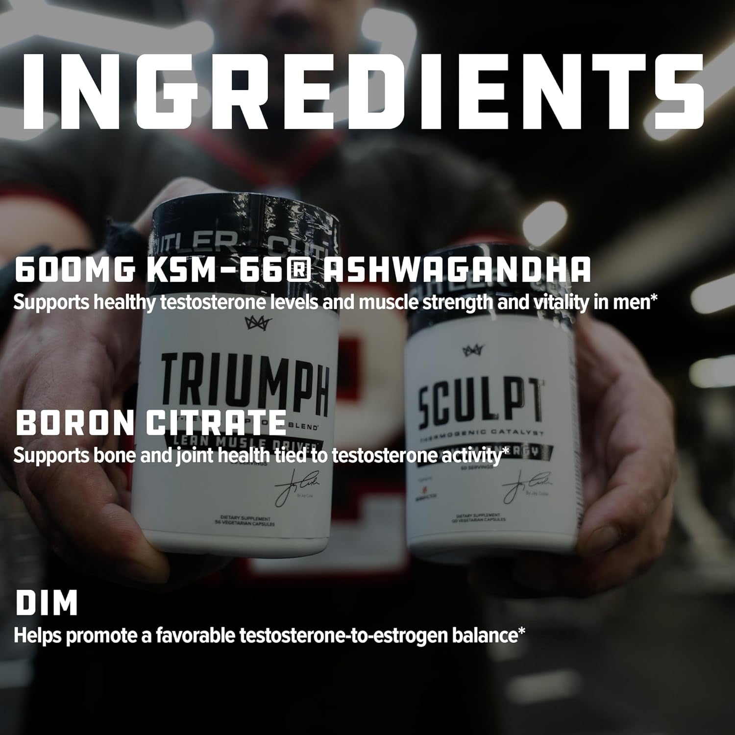 TRIUMPH Testosterone Booster for Men: Best Test Booster and Estrogen Blocker for Men with DIM, KSM 66 Ashwagandha, and Boron Citrate, Build Natural Lean Muscle Mass and Strength, 56 Veggie Capsules