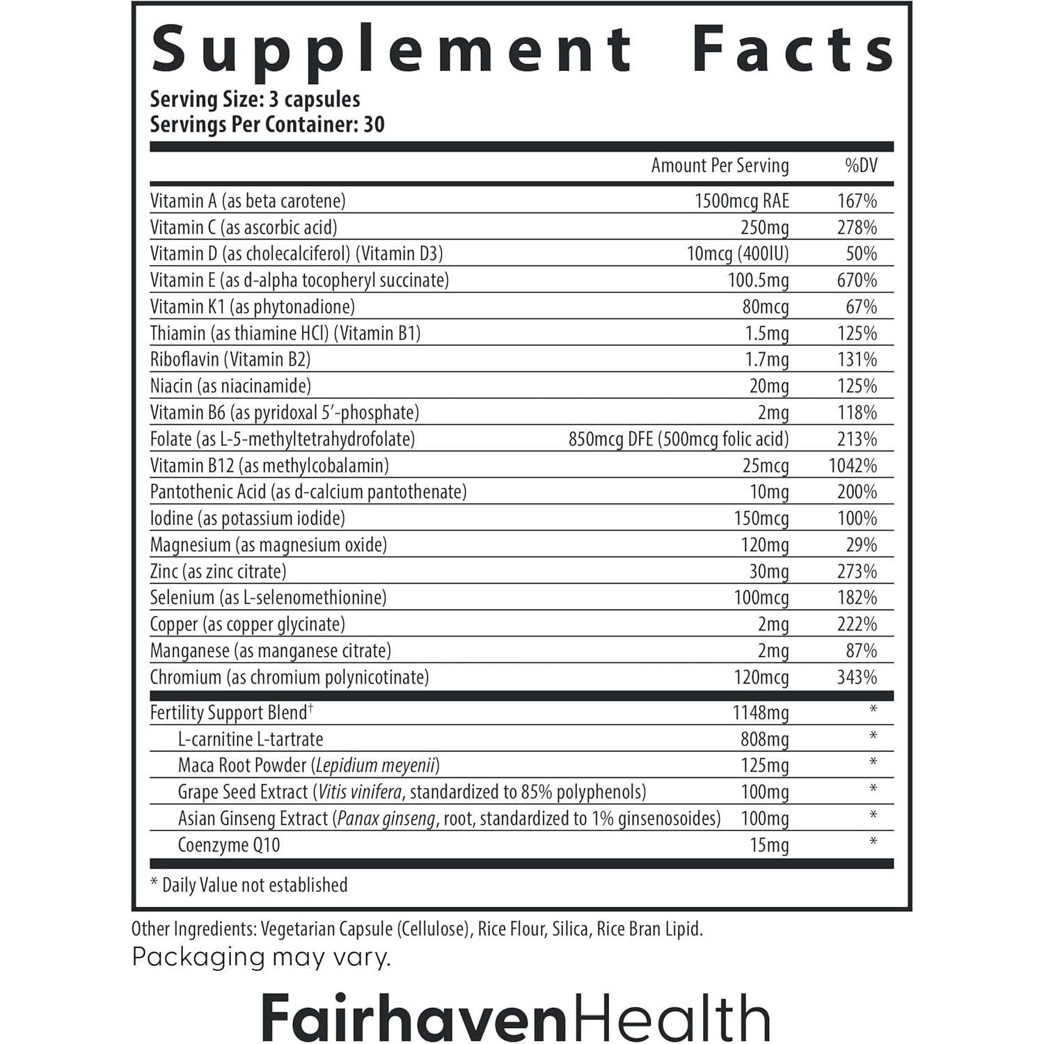 Fairhaven Health Fertilaid for Men | Male Fertility Supplement for Count and Motility | Pre-Conception Support with L-Carnitine, Coq10, Maca and Zinc | 90 Capsules | 1 Month Supply