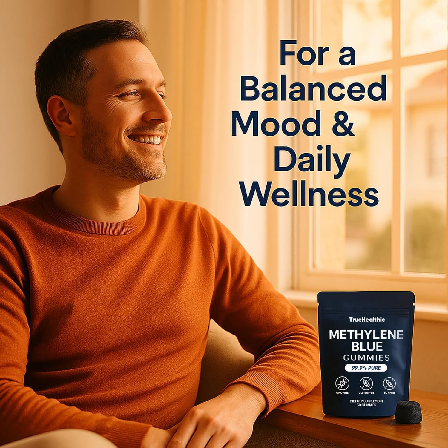 Methylene Blue Gummies - 99.9% Pure, 5Mg per Gummy, Supports Sustained Energy, Mental Clarity, Reduces Brain Fog & Improves Focus, Mood Enhancement - 30 Gummies (2)