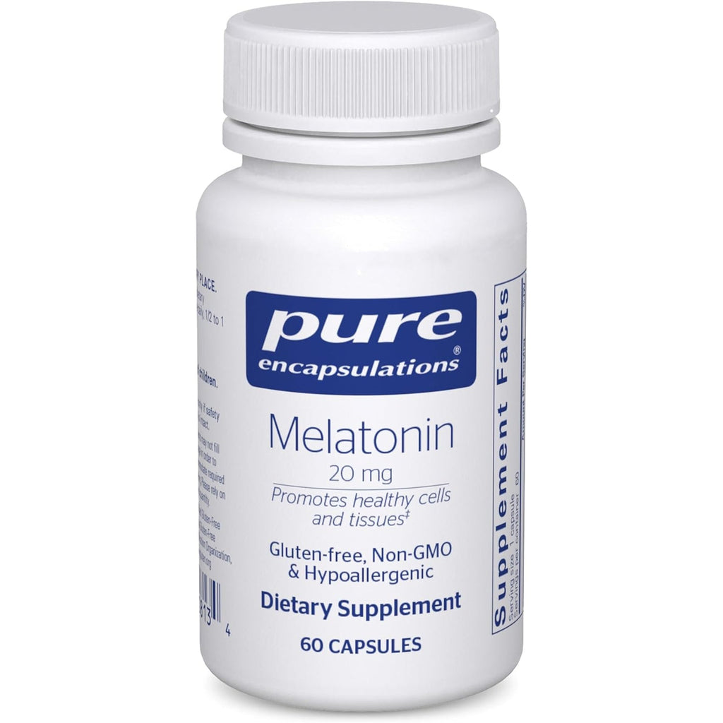Pure Encapsulations Melatonin 20 Mg - Not Intended for Sleep Support - for Immune System & Healthy Cells - 99.5% Purity Melatonin - Gluten Free & Non-Gmo - 60 Capsules