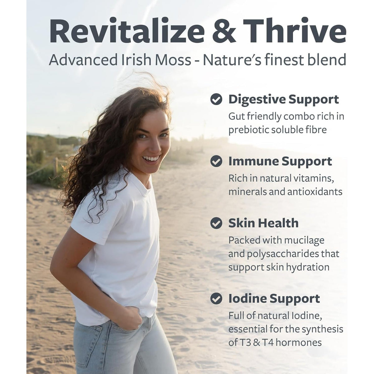 Organic Irish Sea Moss Capsules - Organic Sea Moss Capsules with Bladderwrack Burdock Root and Black Pepper Extract for Enhanced Absorption - Vegan Non-Gmo & Made in the USA (1 Month Supply)