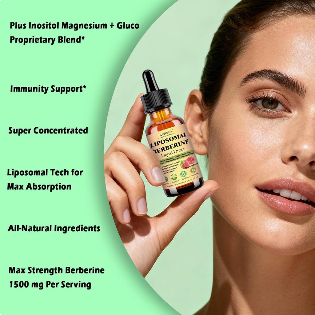 Liposomal Berberine Liquid Drops, 14-In-1 Berberine HCL with Ceylon Cinnamon Chromium Picolinate Magnesium Bitter Melon Milk Thistles | Organic Berberine Complex for Blood Sugar Liver Heart Metabolic