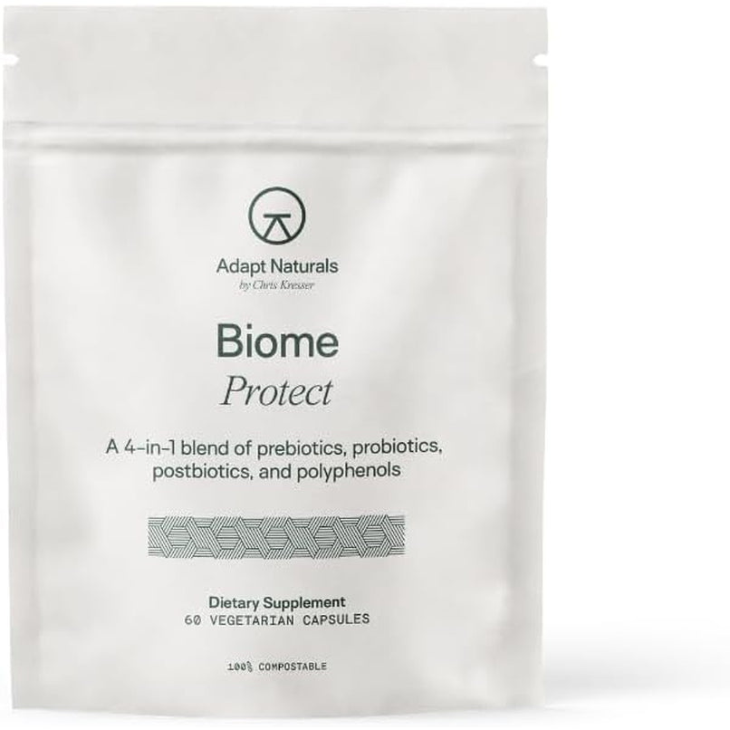 Adapt Naturals 4-In-1 Biome Protect Prebiotics, Probiotics Supplement Postbiotics & Polyphenols for Microbiome, Gut Health & Defense for Women & Men, 30 Day Supply
