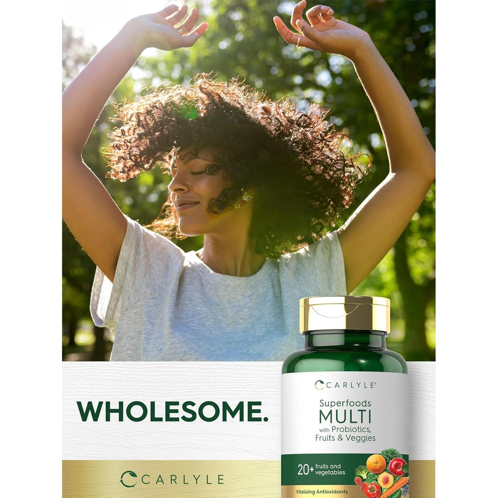 Carlyle Fruits and Veggies Supplement | 120 Count | Superfood Multivitamin with Probiotics | Made with 20 Fruits and Vegetables | Non-Gmo & Gluten Free