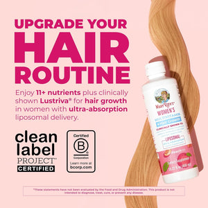 MARYRUTH'S Women'S Multivitamin + Lustriva Hair Growth Liposomal | Biotin 10000Mcg | Clinically Tested for Thicker, Fuller Hair, Improved Facial Fine Lines & Wrinkles | Ages 18+ | 15.22 Fl Oz