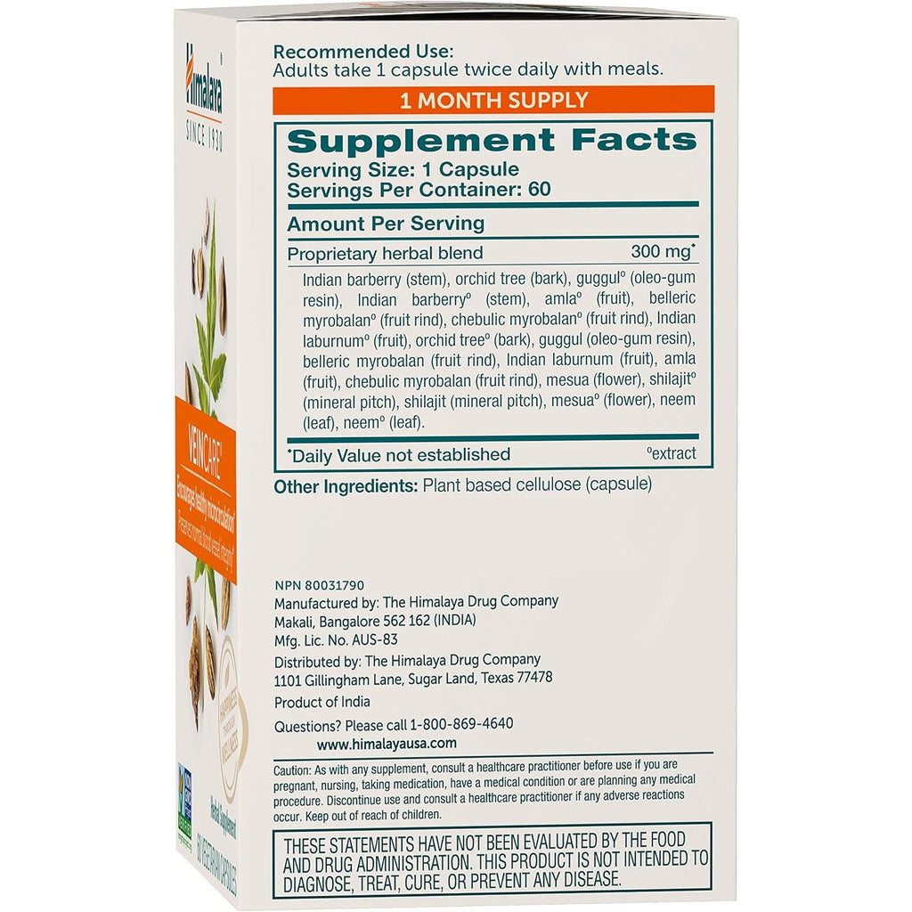 Himalaya Veincare - Herbal Vein Support Supplements for Circulation and Rectal Comfort - Vegan, Non-Gmo, Gluten Free, 300 Mg, 60 Capsules