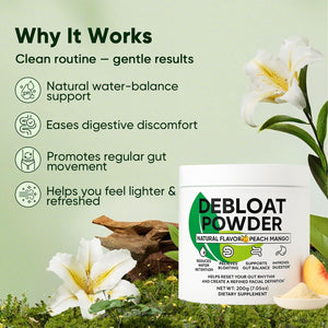 Debloat Powder, Daily Digestion & Debloating Support, Gut Balance & Water Retention Relief for Men & Women, Peach Mango Flavor, 200G / 7.05Oz