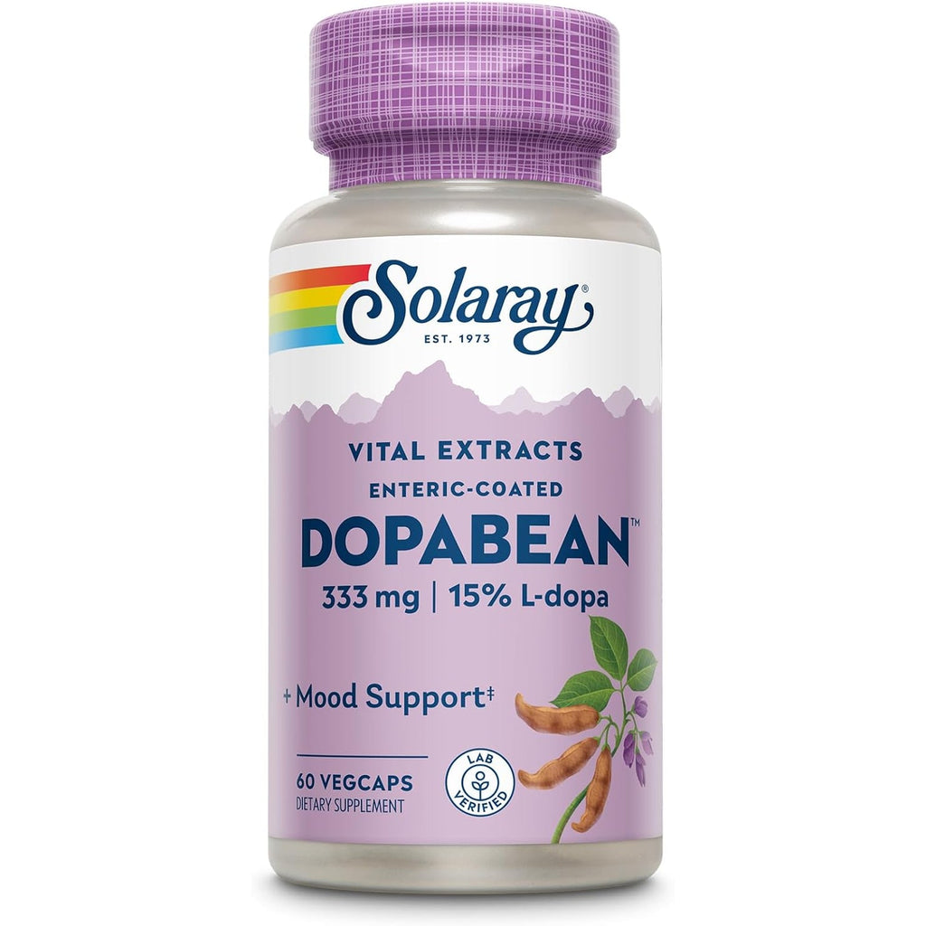 SOLARAY Dopabean 333Mg - Mucuna Pruriens L-Dopa - Wellness Support Supplement - Velvet Beans Seed Extract with 15% L Dopa plus Alpha Galactosidase - Enteric Coated, 60-Day Guarantee - 60 Servings