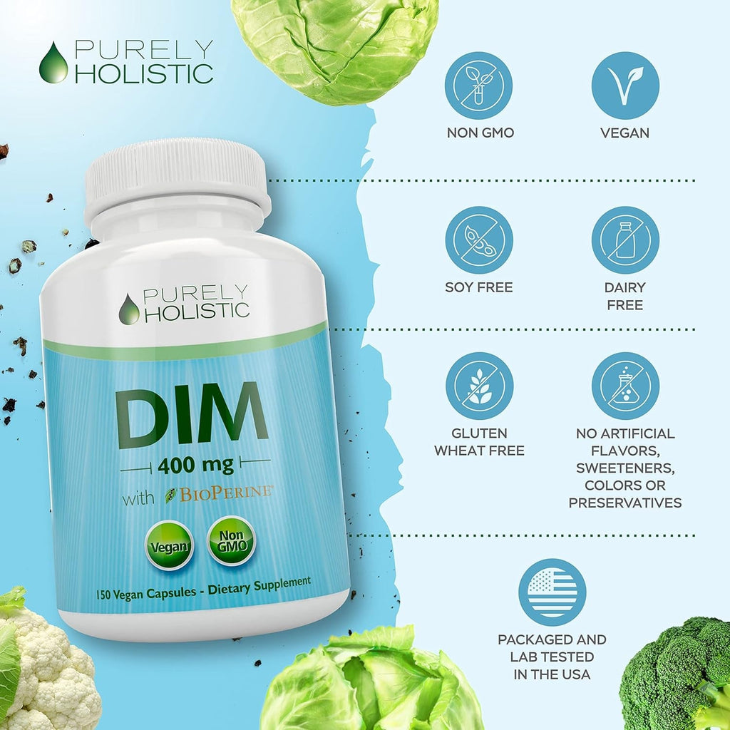DIM Supplement 400MG | Extra Strength | Estrogen & Hormone Balance for Men and Women | Five Month Supply | Menopause, Prostate & Energy Support | Diindolylmethane | Vegan & Non-Gmo | 150 Capsules