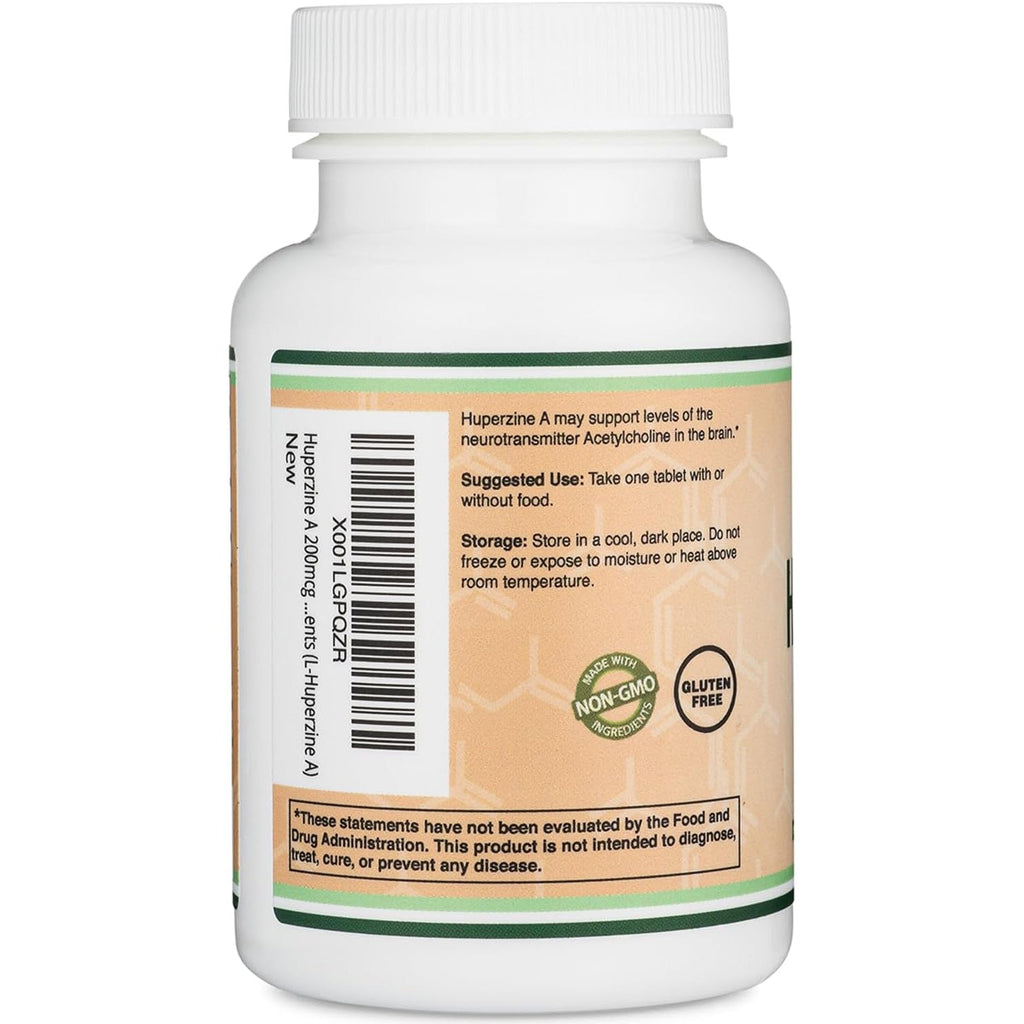 Huperzine a 200Mcg (Third Party Tested) 120 Tablets, Brain Supplement to Promote Acetylcholine (Acetylcholinesterase Inhibitor) - Supports Memory and Focus by Double Wood
