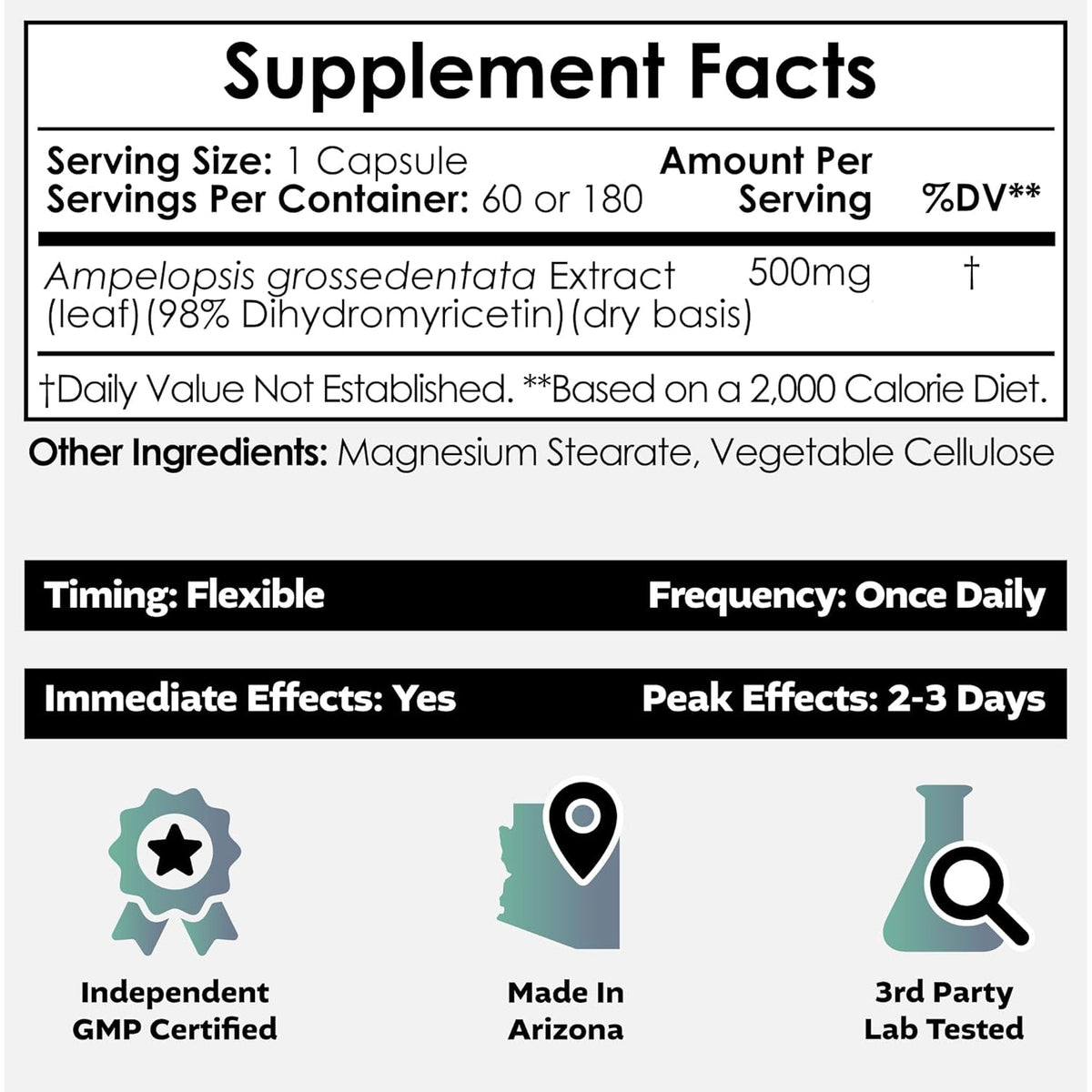 Nootropics Depot Dihydromyricetin (DHM) Capsules | after Drinking Support & Next Day Recovery | DHM Supplement | Supports Alcohol Metabolism | Vine Tea Extract (Ampelopsis Grossedentata) | 60Ct