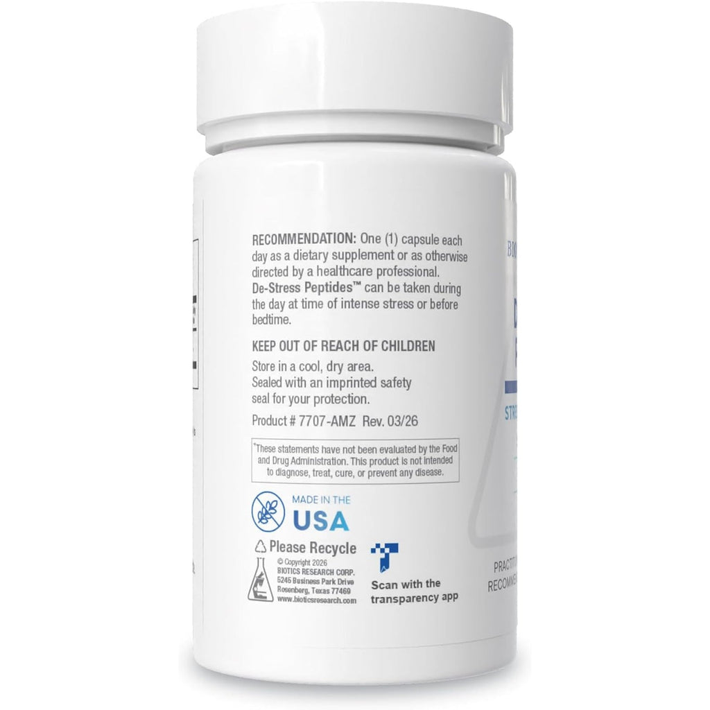 BIOTICS RESEARCH De-Stress Patented Nutrient Designed to Support Calmness, Healthy Sleep Habits, All-Natural Supports Mental Wellness & Calm. 30 Capsules