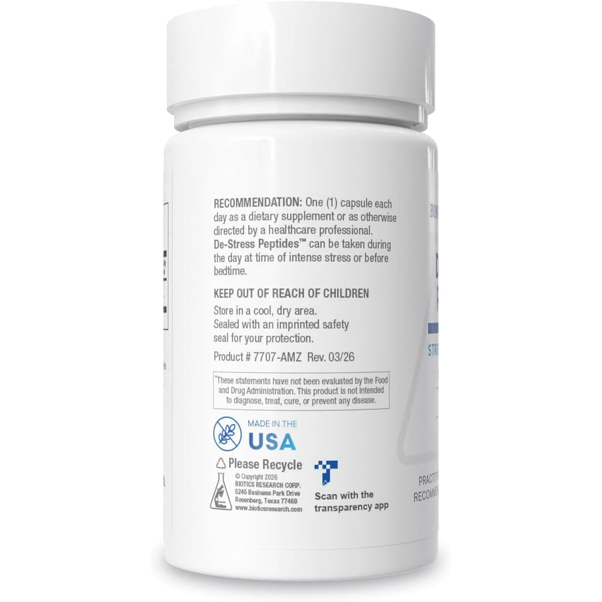 BIOTICS RESEARCH De-Stress Patented Nutrient Designed to Support Calmness, Healthy Sleep Habits, All-Natural Supports Mental Wellness & Calm. 30 Capsules