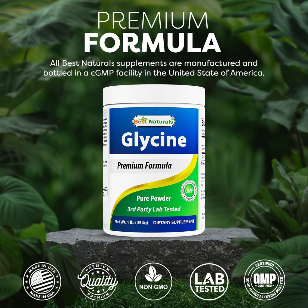 Best Naturals Glycine Powder 1 LB - Neurotransmitter & Relaxation Support