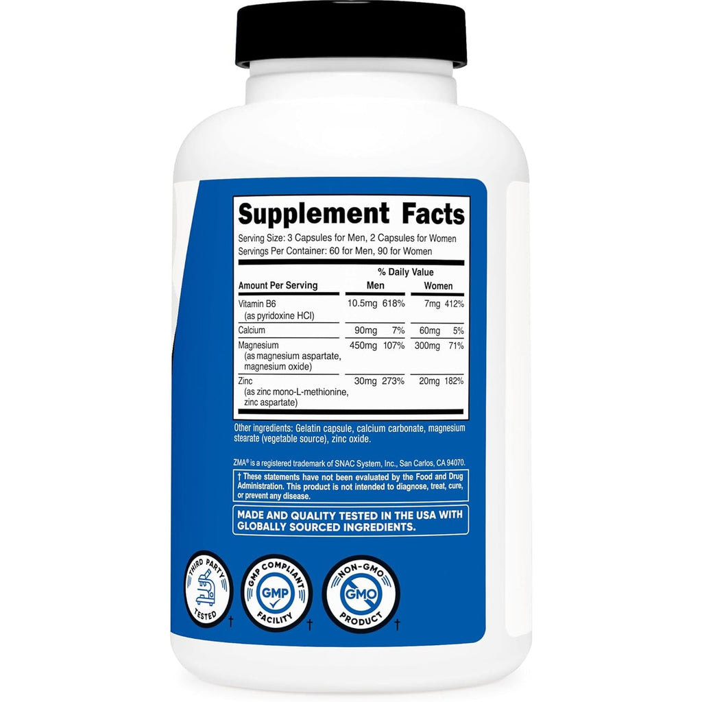 Nutricost ZMA 180 Capsules - Non-Gmo and Gluten Free ZMA Supplement