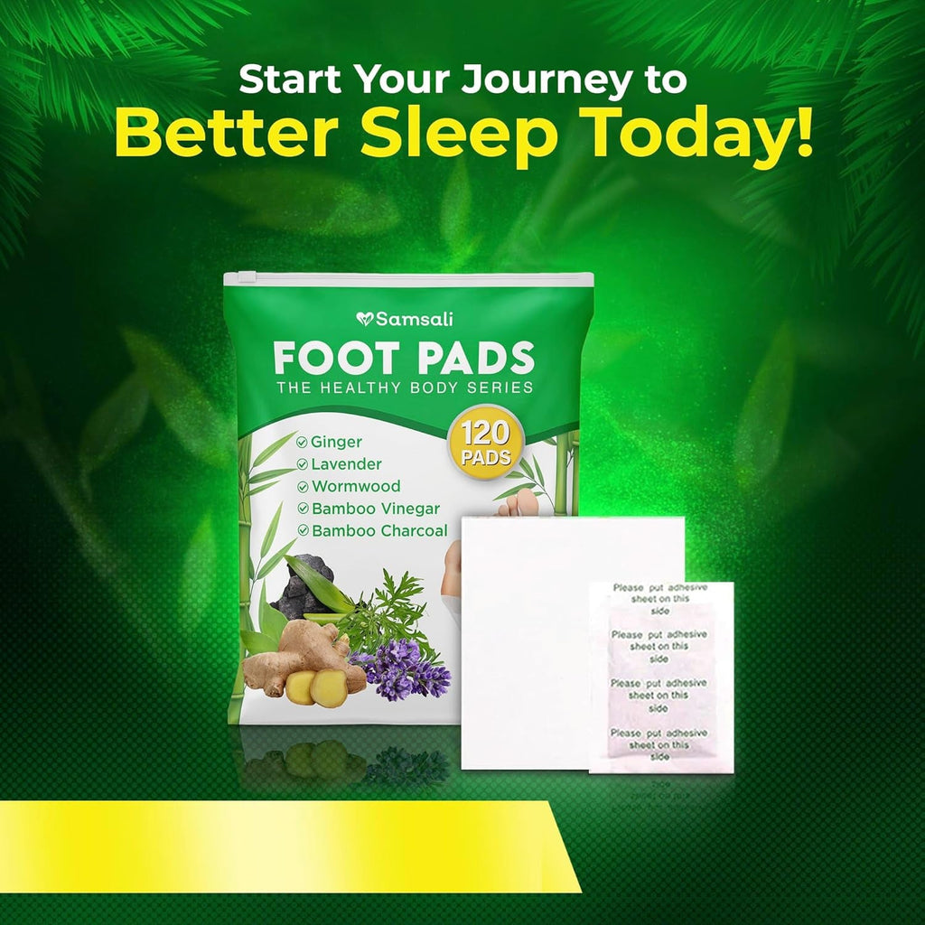 Ginger & Bamboo Vinegar Foot Pads: 120 Pack Natural Foot Pads with Bamboo Charcoal, Wormwood & Lavender for Adults and Elderly, Soothing Overnight Sleep Care
