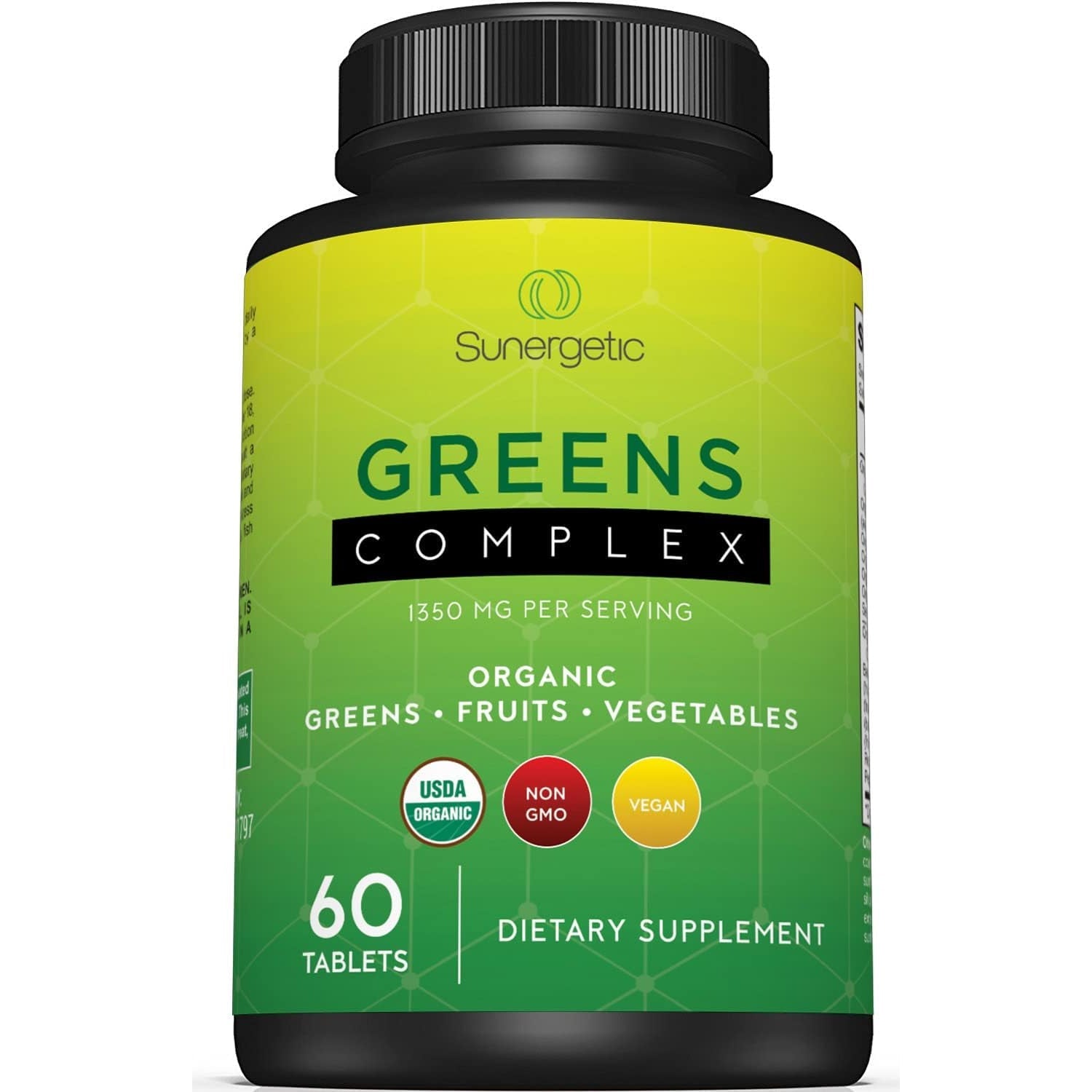 Sunergetic Premium USDA Organic Greens Superfood Tablets – Greens Superfood Powder Includes Veggies, Fruits & Polyphenols – Daily Greens Superfood Powder Supplement– 60 Greens Tablets