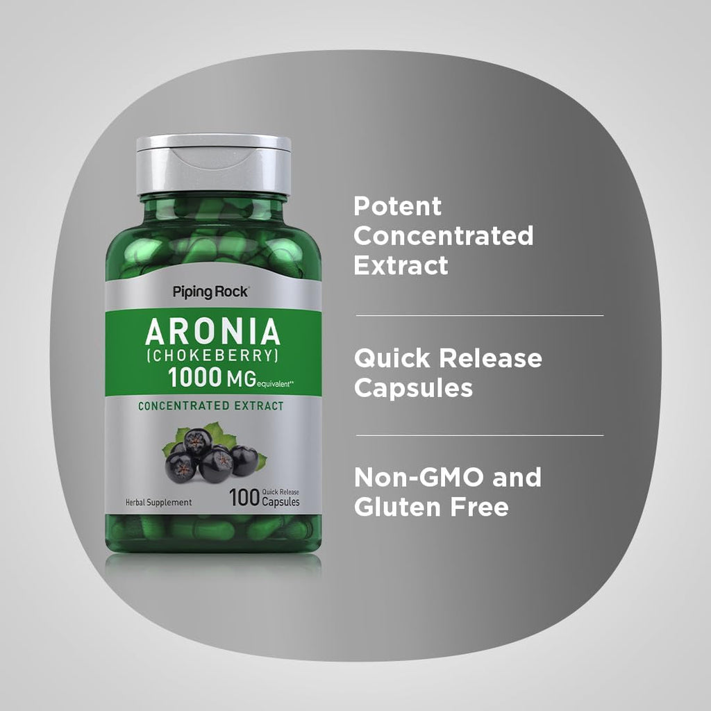 Piping Rock Aronia Berry Capsules | 100 Pills | Chokeberry Herb Extract | Supplement Concentrate | Non-Gmo, Gluten Free