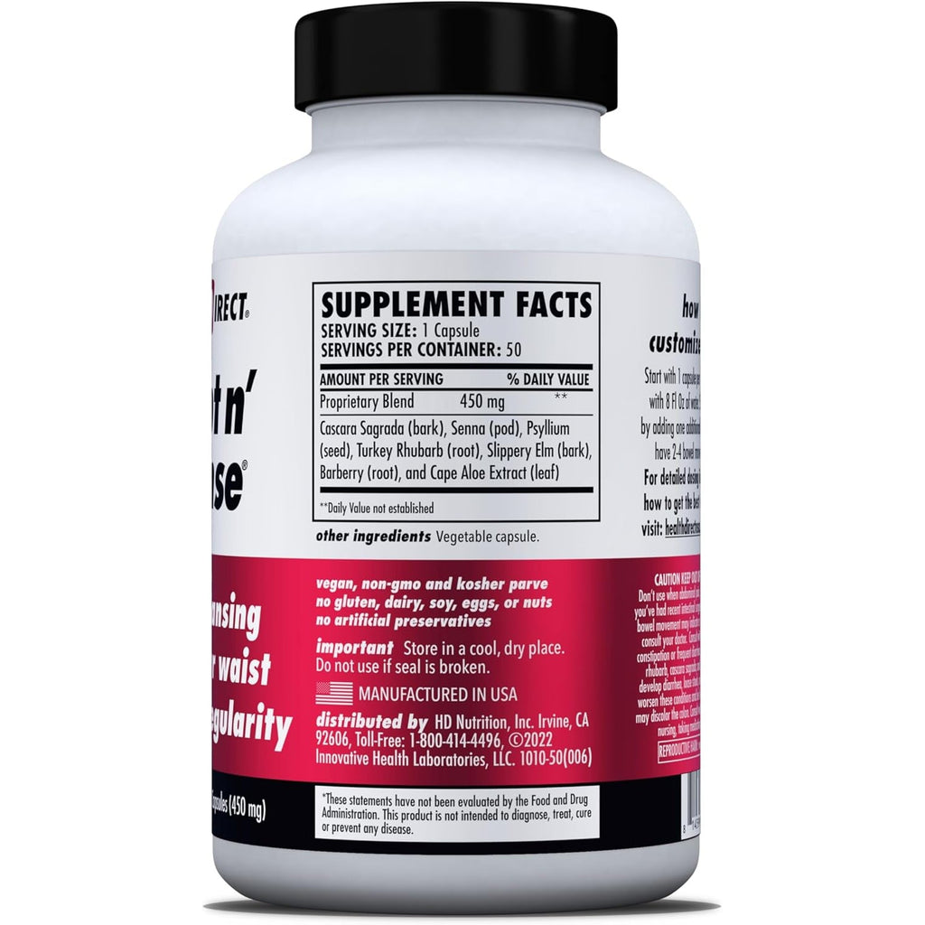 HEALTH DIRECT Sculpt N' Cleanse - Herbal Colon Cleanse for Digestive Health & Regularity - Natural Detox & Gut Flush Supplement - 50 Veggie Capsules