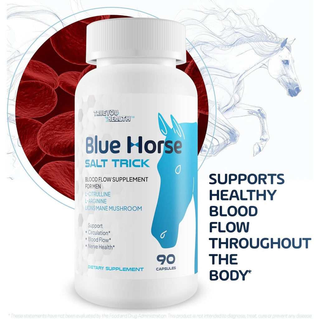 Blue Horse Salt Trick - Our Best Blood Flow Supplement for Men - Our Best Circulation Supplement - Male Circulation Supplements Nitric Oxide Vasodilator to Improve Blood Flow 7 Blue Salt Trick for Men