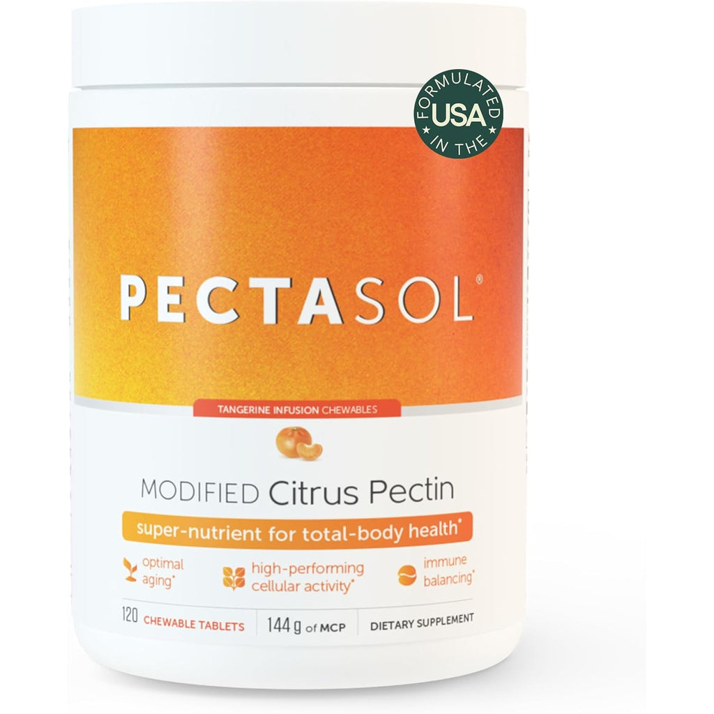 Econugenics Pectasol Modified Citrus Pectin – 120 Tangerine Chewable Tablets – Total-Body Health Supplement to Support Heart, Immune System, Inflammation Response + Maintain Healthy Galectin-3 Levels