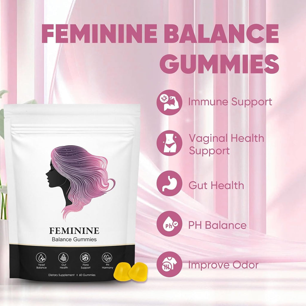 Feminine Balance Gummies for Women, Pineapple Gummies for Women Ph, Women’S Health Probiotics - Ph Balance, Healthy Odor, Flora, Vaginal & Gut Health, Immune Support (1)