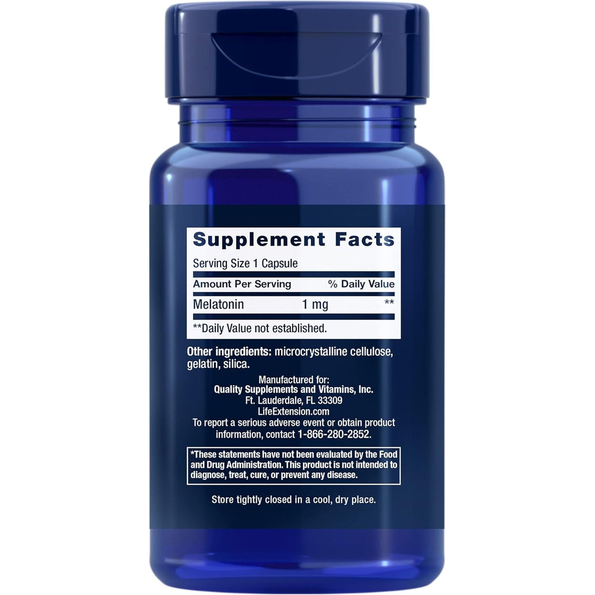 Life Extension Melatonin 1 Mg - for Restful Night, Hormone Balance, and Immune Health - Immediate Release - Gluten-Free, Non-Gmo - 60 Capsules