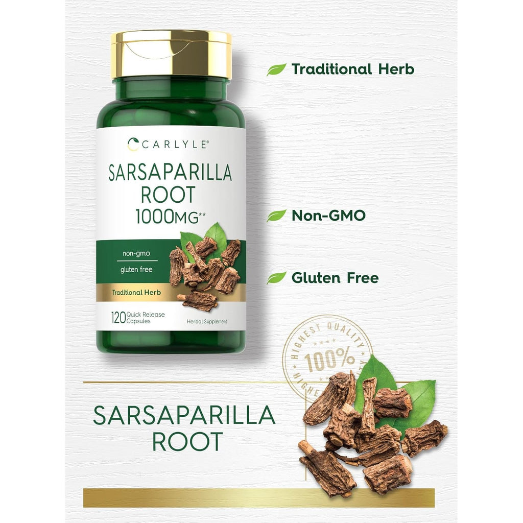 Carlyle Sarsaparilla Root Extract Supplement | 120 Capsules | Traditional Herbal Formula | Non-Gmo, Gluten Free