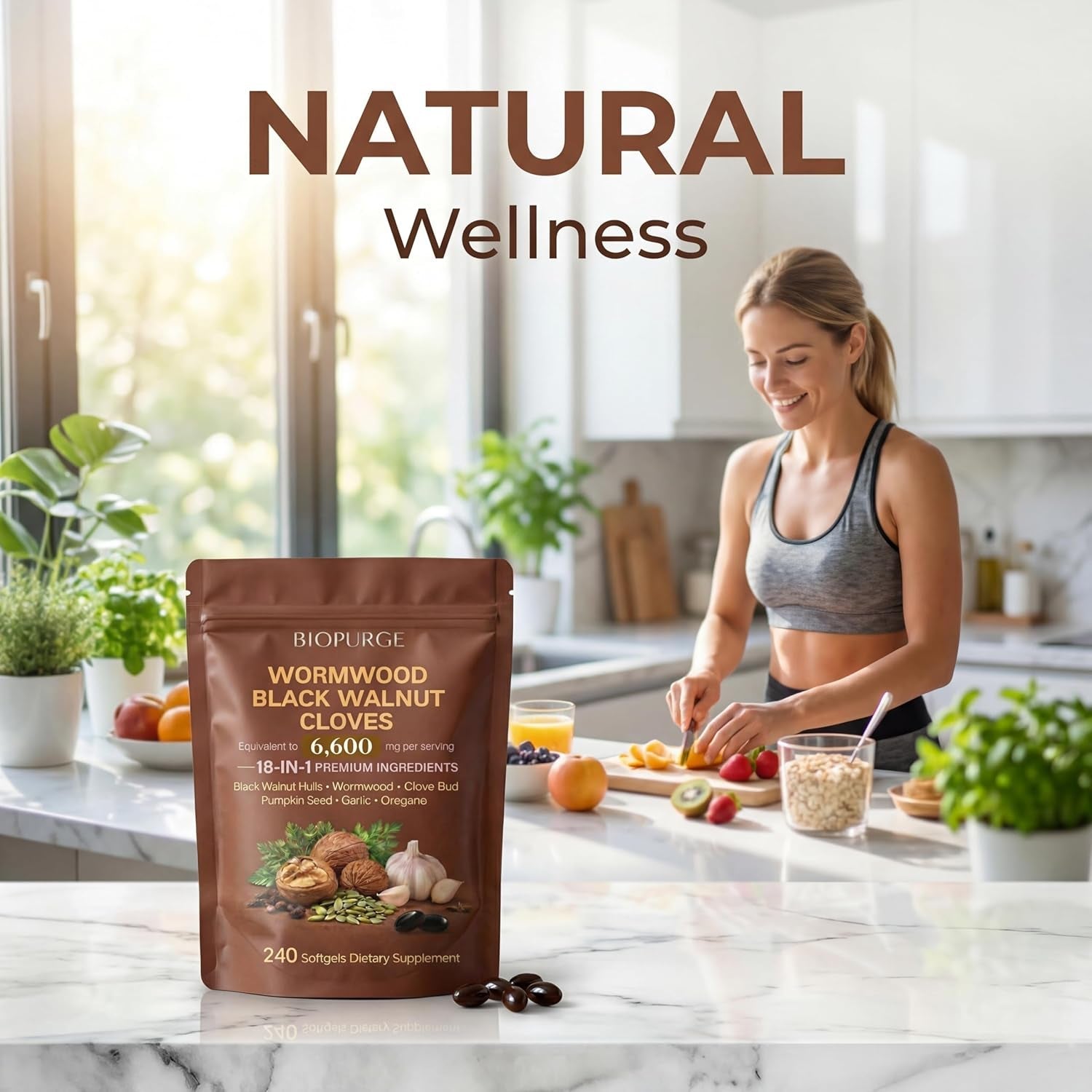 BIOPURGE Wormwood Black Walnut Softgels – 18-In-1 Premium Herbal Complex, with Clove, Garlic, Turmeric, Pumpkin Seed, Oregano, Berberine, Digestive & Gut Balance Support