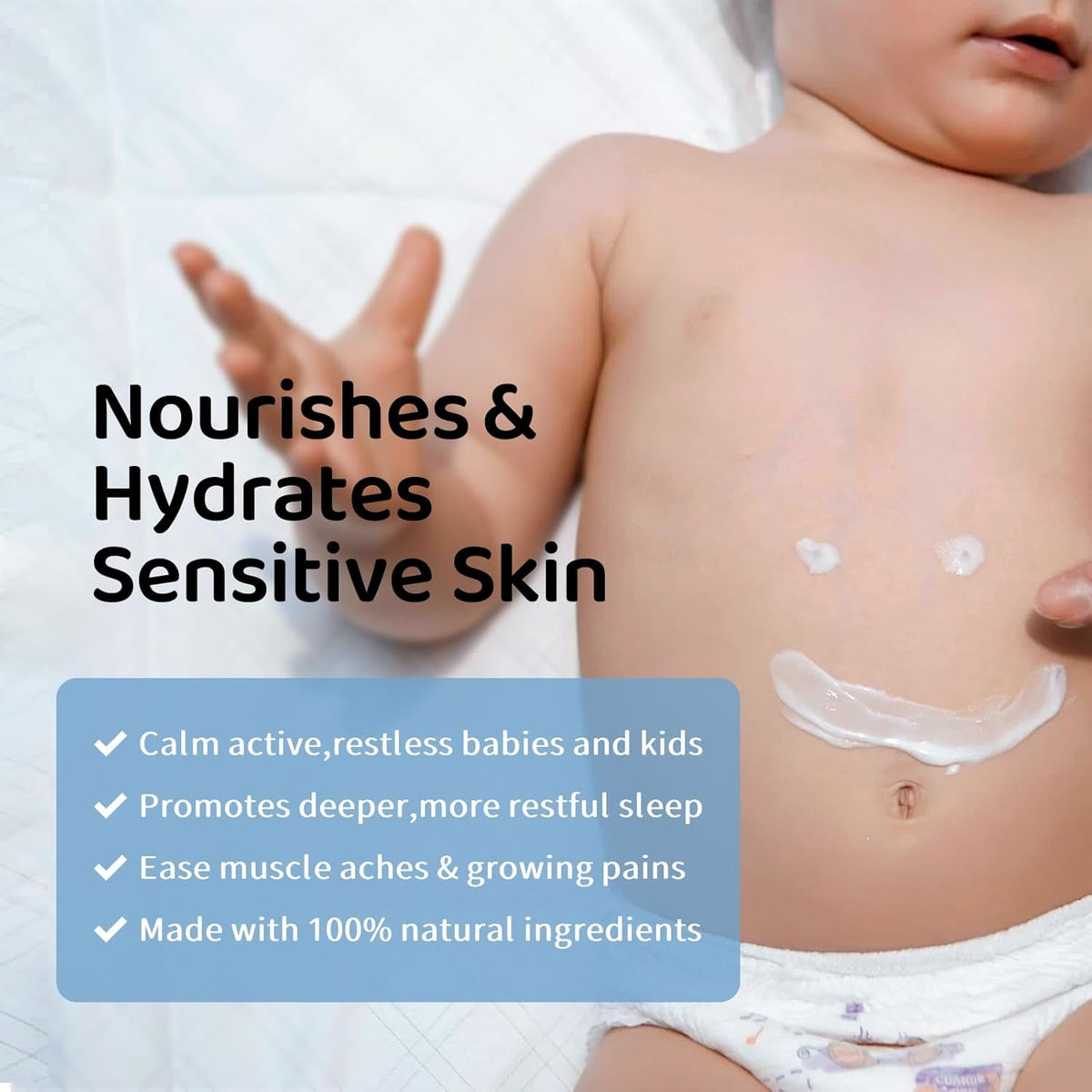 Magnesium Lotion for Kids - Organic Magnesium Lotion for Babies - Soothing Relief & Relaxation - Topical Magnesium Cream Calms Children at Bedtime & Night - without Melatonin (4 Oz)