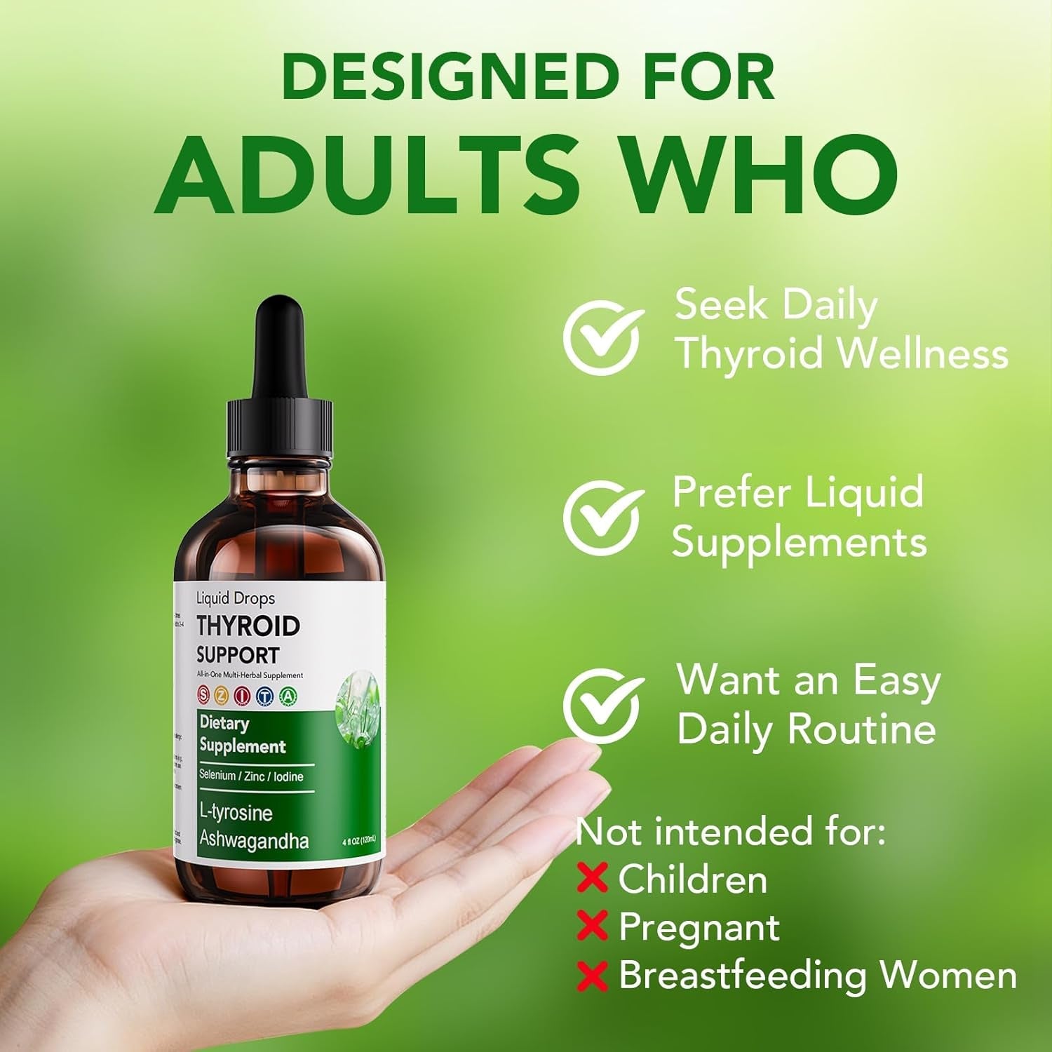 Actora Thyroid Support Liquid Drops, Kindled Thyroid Support Drops with Selenium Zinc Lodine L-Tyrosine Ashwagandha for Hormone Balance - Mood & Energy Supplement - 4 Fl. Oz. (120Ml)