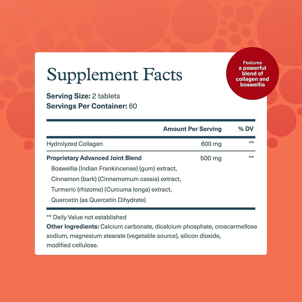 Youtheory Joint Collagen Advanced - Contains Undenatured Type II Collagen & Herbal Ingredients - Contains Bovine Source - Shellfish Free - 120 Tablets (60-Day Supply)