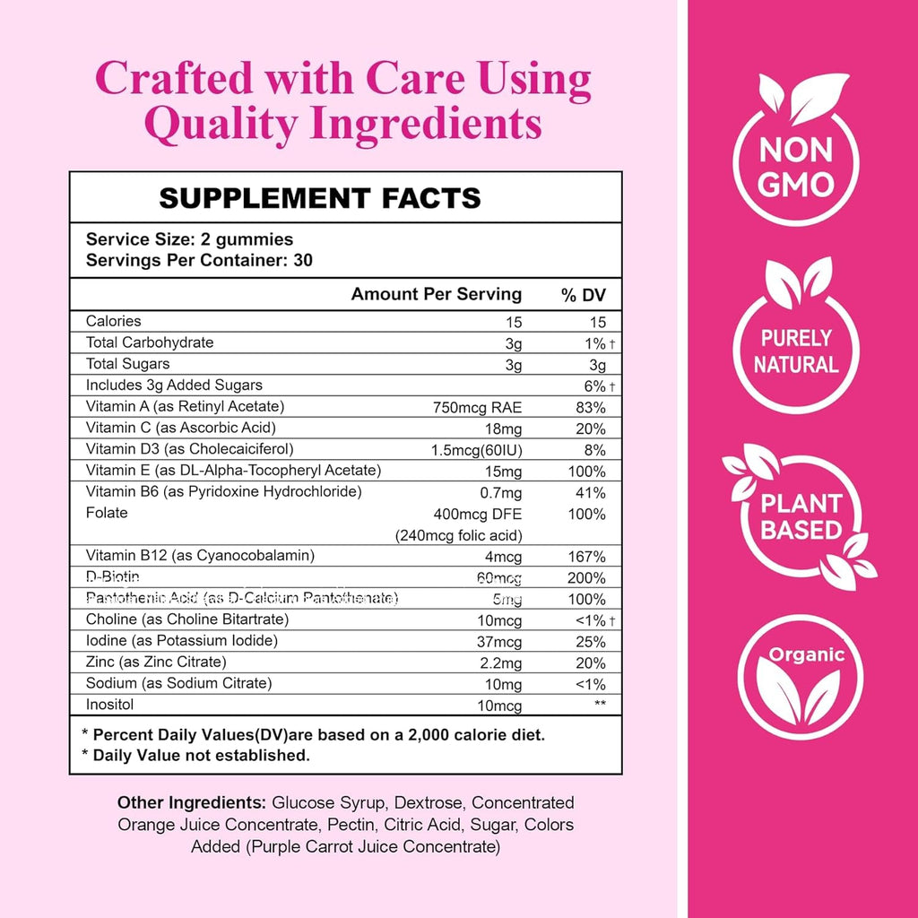 Arompcoslife Inositol Gummies for Women, 60 Count, Myo-Inositol Supplement with Folate & Vitamins B6 & B12, Supports Daily Wellness, Orange Flavor