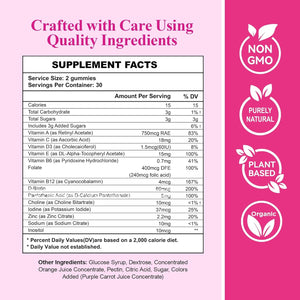 Arompcoslife Inositol Gummies for Women, 60 Count, Myo-Inositol Supplement with Folate & Vitamins B6 & B12, Supports Daily Wellness, Orange Flavor