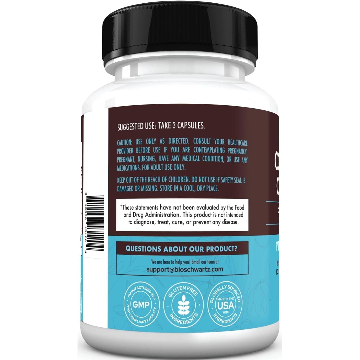 Bioschwartz Hydrolyzed Collagen Peptide Capsules - Multi Collagen Supplements for Women Types I, II, III, V, X with Vitamin C, Biotin, Keratin and Hyaluronic Acid for Skin, Hair & Nails - 135Ct