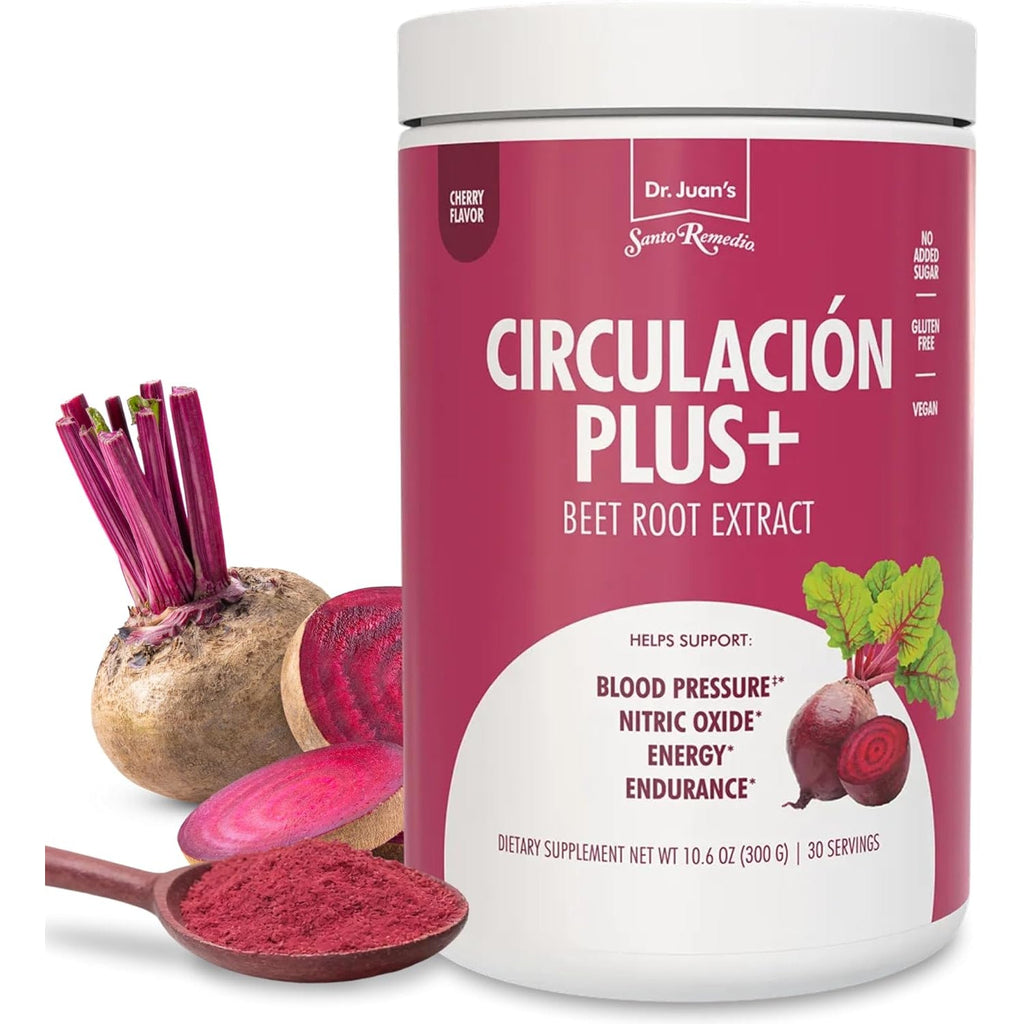 Santo Remedio Circulación plus with Beet Extract – Nitric Oxide & Circulation Support Drink, Energy & Stamina Support, Cherry Flavor – Vegan Superfood Supplement – 30 Servings