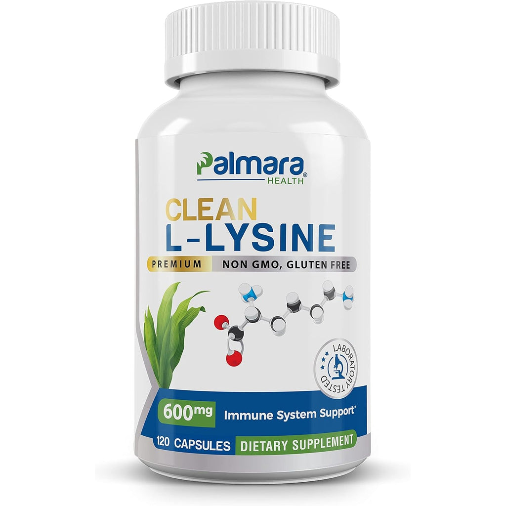 Palmara Health Clean L-Lysine 600Mg, 120 Capsules | Vegan, Non-Gmo, & Gluten Free