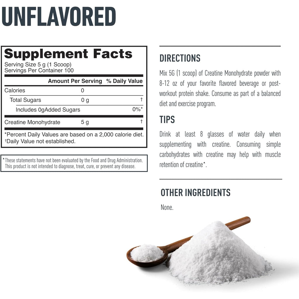 Isopure 100% Pure Creatine Monohydrate Powder, Sugar Free, Unflavored, 5G Creatine Monohydrate per Serving, 1.1 Lbs, 100 Servings (Packaging May Vary)