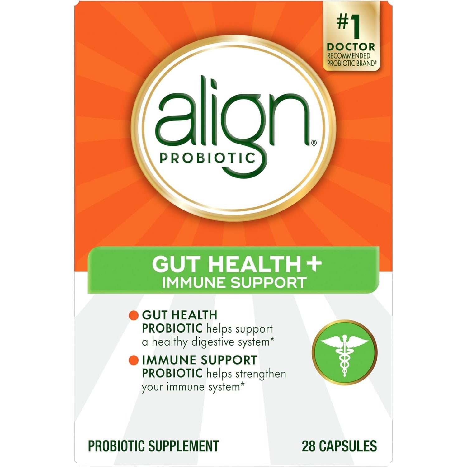 Align Probiotic, Gut Health + Immune Support Probiotic, Probiotics for Women and Men, Probiotics for Digestive Health and Immune Health, #1 Doctor Recommended Brand‡, 28 Capsules