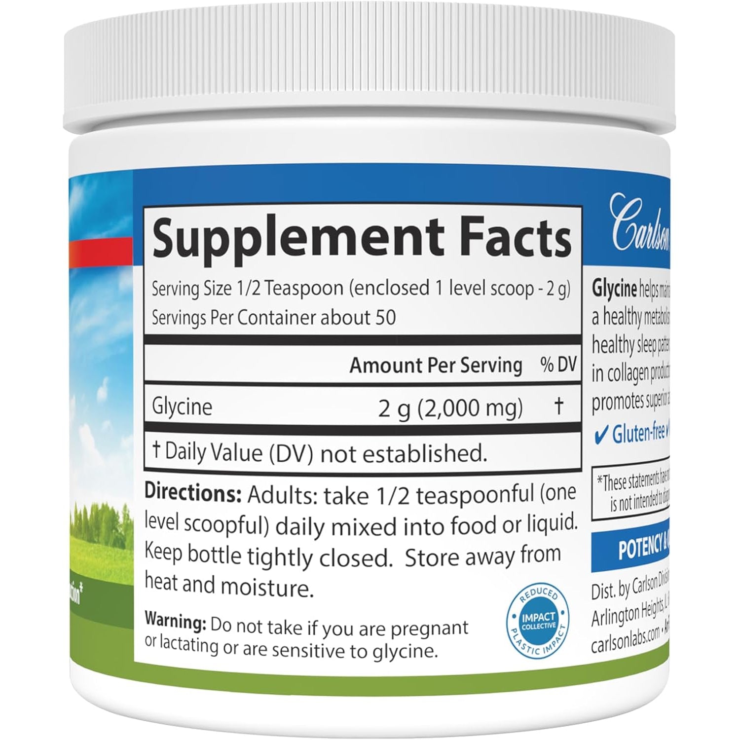 Carlson Labs Glycine Powder, 100G