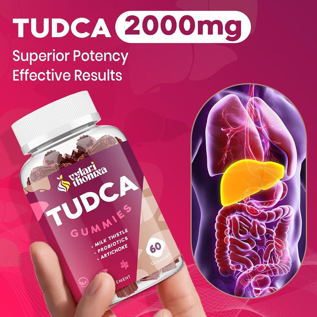 Premium TUDCA Bile Salts Gummies - 2000Mg High Potency Liver Support Supplement, Liver Detox & Repair with Milk Thistle, Artichoke, Probiotics - Vegan, 30 Servings