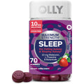 OLLY Max Strength Sleep Gummy, 10Mg Melatonin, L-Theanine, Chamomile, Lemon Balm, Sugar Free, Vegetarian Sleep Aid, Strawberry - 70 Count